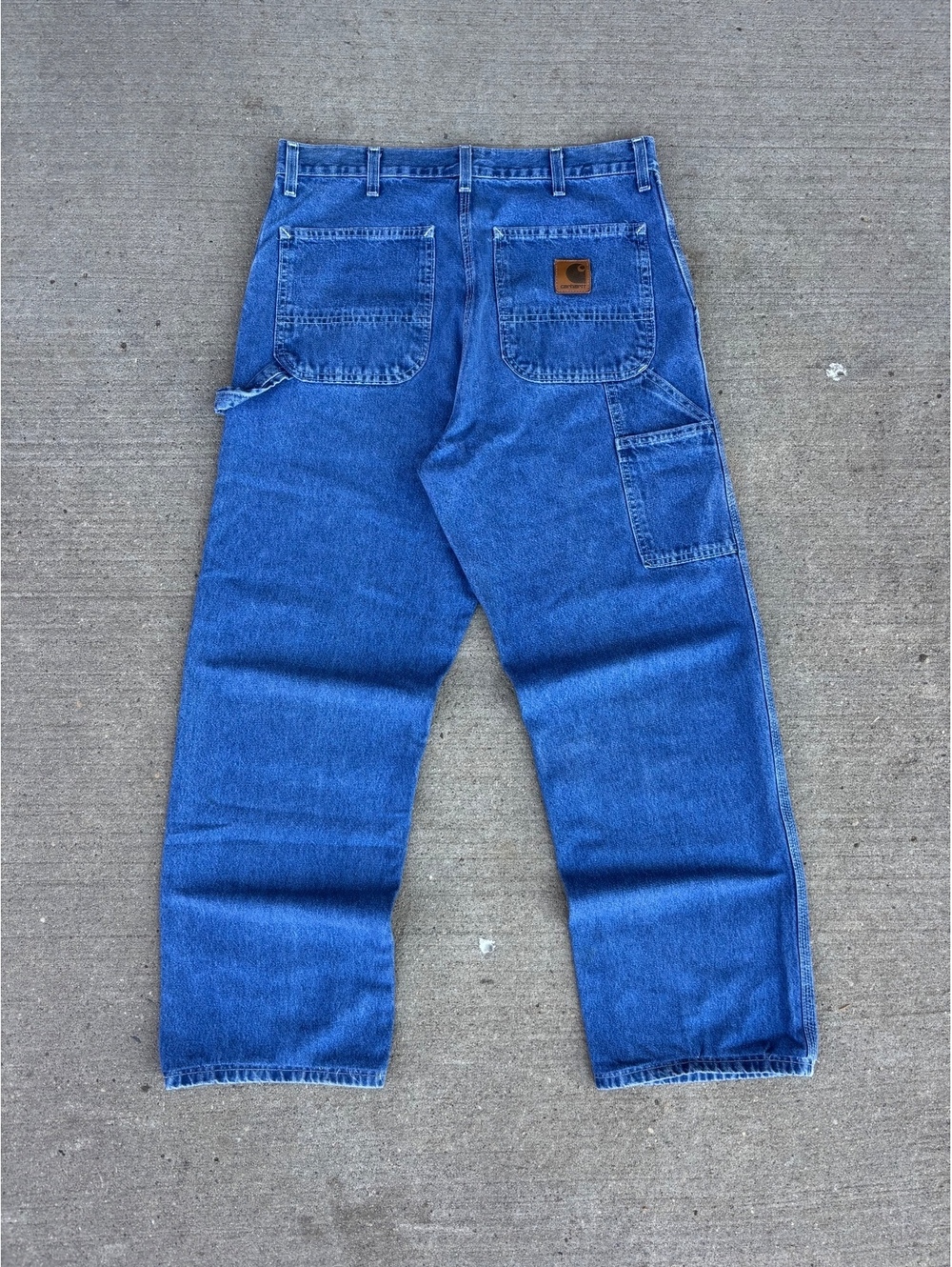 Vintage Carhartt Denim Carpenter Jeans Big Leather Patch W34